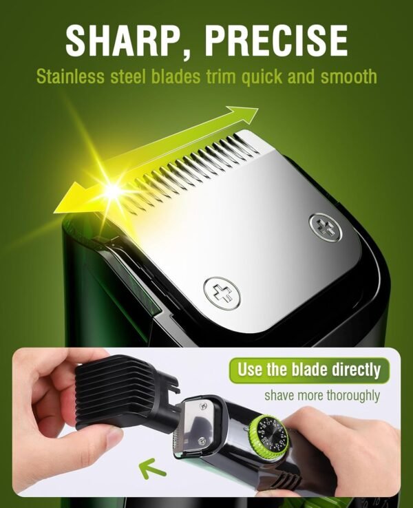 Vacuum Beard Trimmer for Men, Rechargeable Mustache Trimmer with Adjustable Length Comb (1-20MM), IPX6 Waterproof Built-in Electric Beard Trimmer for Beard, Mustache and Stubble - Image 4
