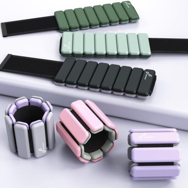 Sportneer Wrist Weights - 1 Pair (1 lb/2 lb Each) | Adjustable Wearable Weights Silicone Wrist Bangles for Women | Yoga, Dance, Barre, Pilates, Zumba, Swimming, Cardio, Aerobics, Gym - Image 9