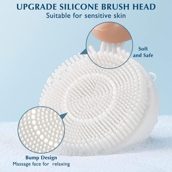 COSLUS Facial Cleansing Brush Silicone Face Scrubber: 2 in1 FBS-D Electric Exfoliating Massage Device Waterproof Deep Cleaning Exfoliation Rotating Spa Machine - Electronic Skin Care Wash Clean System - Image 5