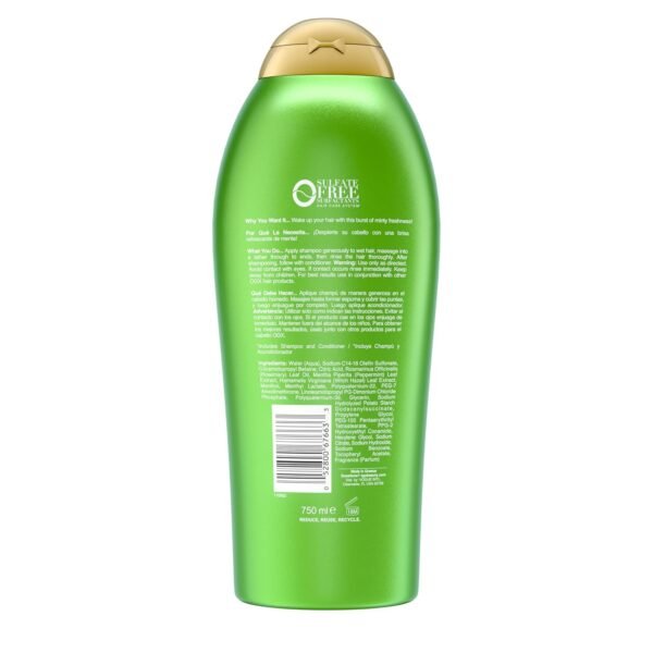 OGX Extra Strength Refreshing Scalp + Rosemary Mint Shampoo, Nourishing Shampoo Infused with Rosemary Mint for Shiny, Healthy-Looking Hair, Sulfate-Free Surfactants, 25.4 fl. Oz - Image 6