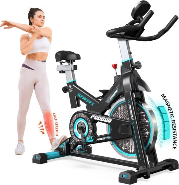pooboo Exercise Bike, Adjustable Magnetic/Brake Pad Resistance Silent Belt Drive, Indoor Cycling Bike for Home Cardio, Fitness Stationary Bike with 350lbs/300lbs Weight Capacity &Upgraded Version Seat - Image 2