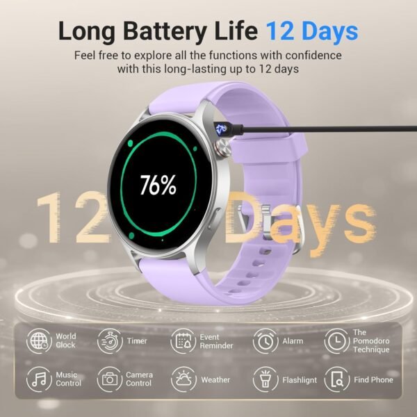 Fitpolo Smart Watch for Women,1.3" AMOLED Touchscreen Fitness Tracker, Make/Answer Calls, Heart Rate SpO2 Monitor, IP68 Waterproof, Sleep & Activity Tracking Smartwatch for Android Phones iPhone - Image 8