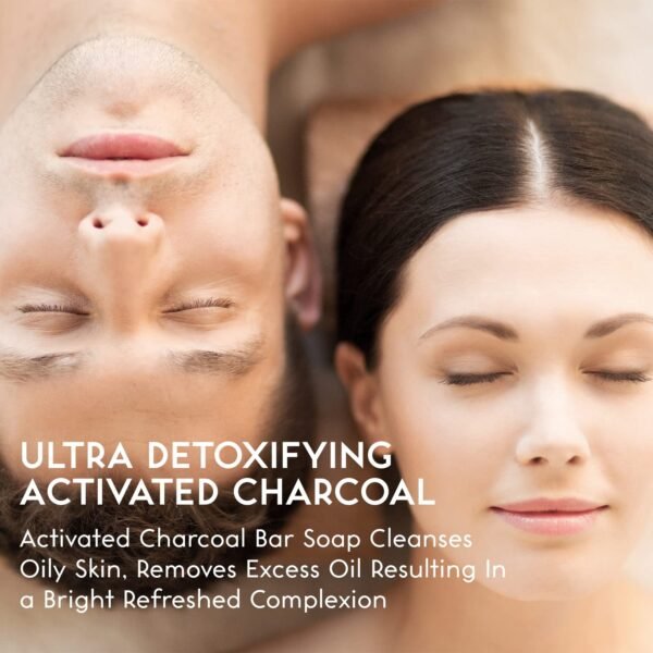 O NATURALS 3 Pack Activated Charcoal Soap Black Bar Soap with Peppermint Oil Detoxifying Body Wash Soap Bar & Face Soap Vegan Men Soap with Shea Butter 100% Natural Soap for Men & Women Soap Bar, 4oz - Image 5