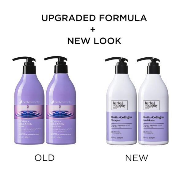 Biotin & Collagen Shampoo & Conditioner Set, Hair Growth Thickening, Repair Dry, Damaged Hair Set, Infused with Vitamin B7 & Argan Oil, Sulfate, Parabens and Gluten Free, 2 x 16.9 Fl Oz - Image 3