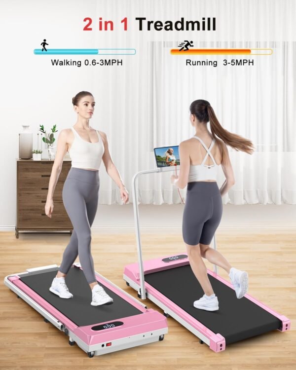 Foldable Walking Pad Treadmill, 6.2MPH Folding Treadmill Under Desk with Handle Bar for Office Home, 2.5HP Running Machine with Remote Control, Safety Lock, 300LBS Weight Capacity - Image 3