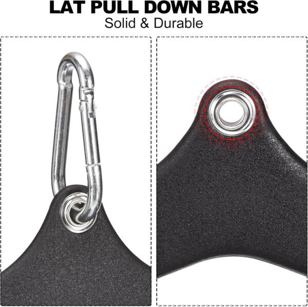 uxcell LAT Pull Down Bars, 7Pcs Pulldown T-bar V-bar Set for Rowing Cable Machine Attachment, Back Tricep Strength Training Handle Grips for Home Gym Fitness - Image 5