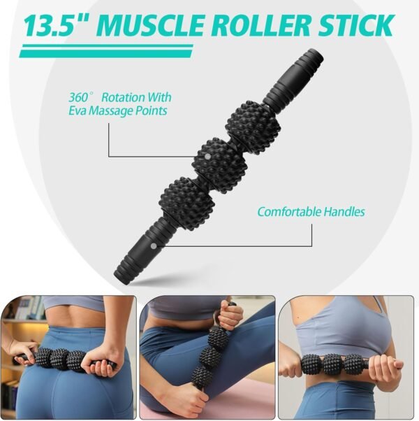 5 in 1 Foam Roller Set Muscle Massage Foam Ripple Roller for Deep Tissue Massage of The Back and Leg Muscles, Relieves Muscle Pain & Tightness, Improves Mobility (Black) - Image 4