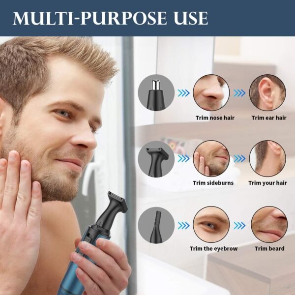 AREYZIN Ear and Nose Hair Trimmer for Men and Women Professional USB Rechargeable Nose Trimmer Nose Clippers Eyebrow Facial Hair Trimmer Body Grooming Kit IPX7 Waterproof Dual Edge Blades - Image 4