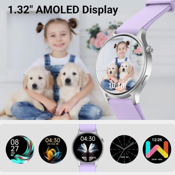 Fitpolo Smart Watch for Women,1.3" AMOLED Touchscreen Fitness Tracker, Make/Answer Calls, Heart Rate SpO2 Monitor, IP68 Waterproof, Sleep & Activity Tracking Smartwatch for Android Phones iPhone - Image 3