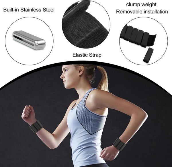 Wearable wrist weights and ankle weights ，1-2 lb. per pair， Soft touch adjustable Counterweight，ankle weights for women and man，gym Aerobic exercise, rehabilitation training, dance, swimming ，run - Image 4