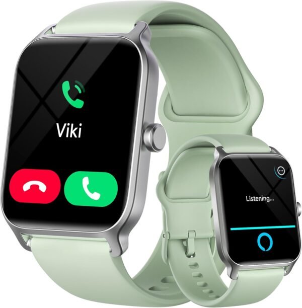 Smart Watch for Women Android & iPhone, Alexa Built-in, 1.8" Fitness Watches with Bluetooth Call (Answer/Make), Heart Rate/Sleep/SpO2 Monitor, IP68 Waterproof Fitness Tracker, 101+ Sports, Green - Image 2