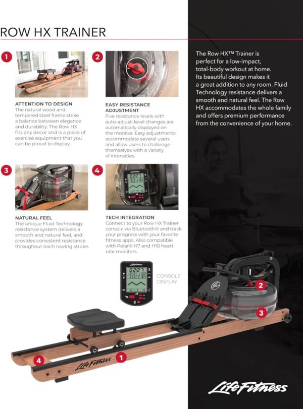 Life Fitness Row HX Trainer for Indoor Rowing Workout - Image 3