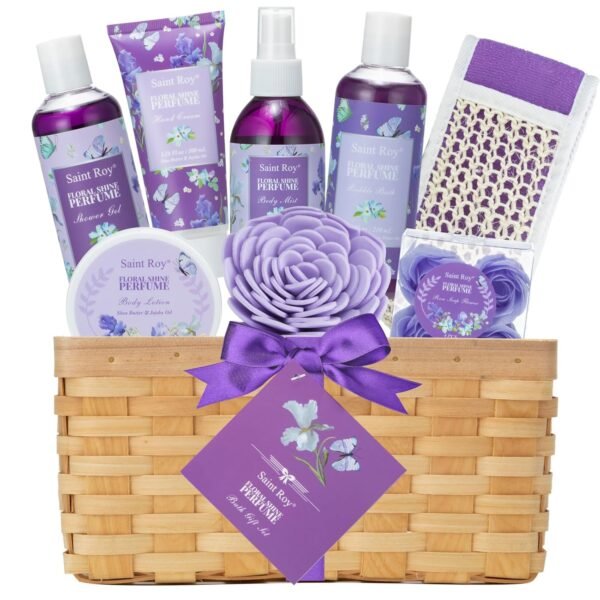 Gift Basket for Women, Luxury 11Pcs Floral Perfume Scents Bath and Body Home Spa Gift Kit with Bubble Bath, Body Lotion, Relaxing Self Care Gifts Basket for Her, Birthday Gifts for Women - Image 2