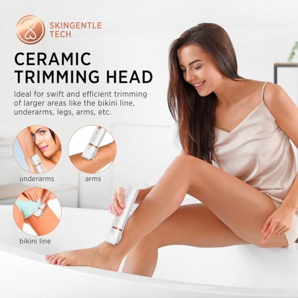 Electric Bikini Trimer Shaver Women: 2 in 1 IPX7 Waterproof Wet & Dry Use Body Hair Trimmer and Facial Hair Remover - Rechargeable Hair Removal Kit for Bikini Underarm Leg Arm Body Face - Image 4