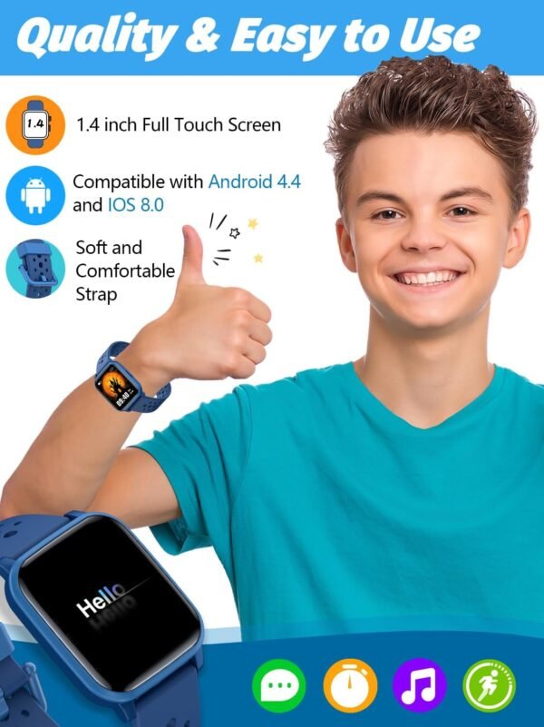 Kids Smart Watch Girls Boys, Smart Watch for Kids Smart Watch Gifts for 4-16 Years Old with Sleep Mode 19 Sports Mode Pedometer Birthday Gift for Boys Girls - Image 9