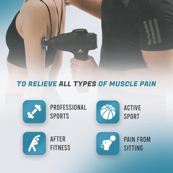 Deep Tissue Massage Gun for Athletes - 30 Speeds & 12 Interchangeable Heads for Pain Relief & Muscle Recovery 2 Heads with Heating & Cooling - Image 9