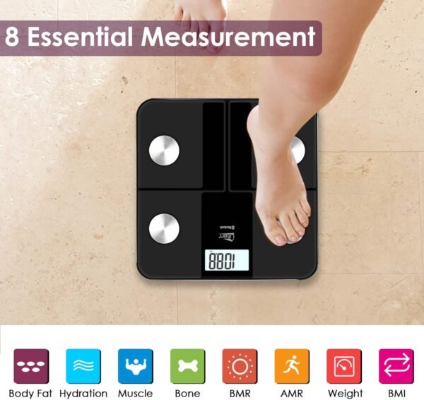 Uten Smart Scale for Body Weight, Digital Bathroom Weighing Wireless Scales with Body Fat and Water Weight for People, Bluetooth BMI Electronic Body Analyzer Machine with Smartphone App, 400lb, Black - Image 5