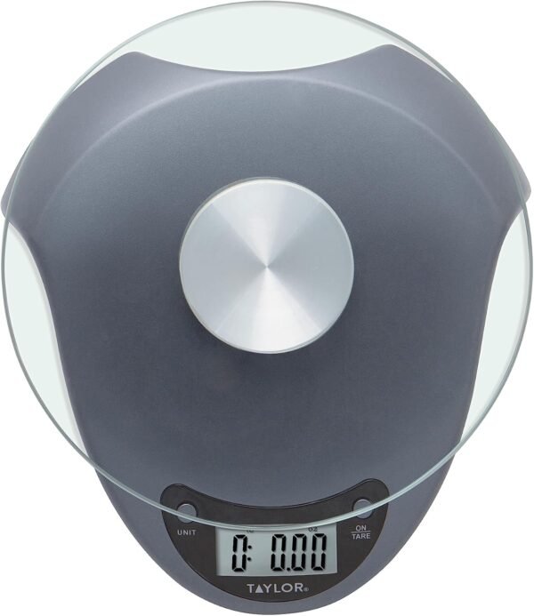 Taylor Digital Kitchen Scale with Glass Platform, Tare Button, and Plastic Body Weighs up to 11 Pounds Capacity, Silver - Image 8