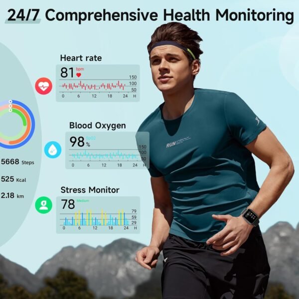 Gydom Smart Watches for Men Women Android & iPhone, 1.8'' Alexa Built-in Smartwatch with Bluetooth Calls, Heart Rate/Sleep/SpO2 Monitor, IP68 Waterproof Activity Fitness Tracker with 110+ Sports Modes - Image 4