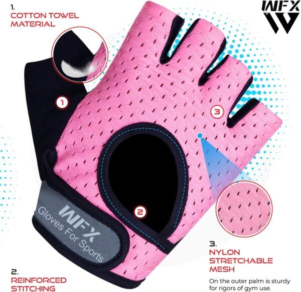 Weight Lifting Gym Gloves Fitness Workout Breathable Ladies Gloves Non-Slip Silicone Padded Palm Protection Elasticated Strength Training Equipment Half Finger Exercise - Image 4
