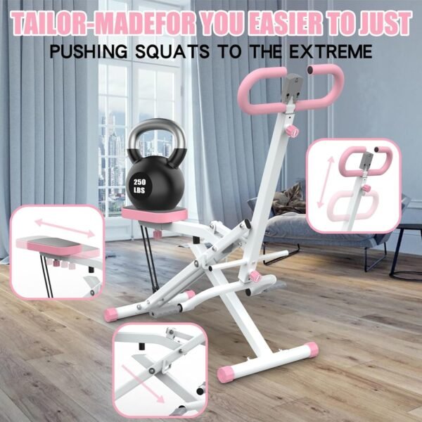 Squat Machine for Home, Squat Ride / Rowing Machine with Adjustable Resistance, Foldable Exercise Equipment, Glute & Leg Cardio Workout Machine - Image 4