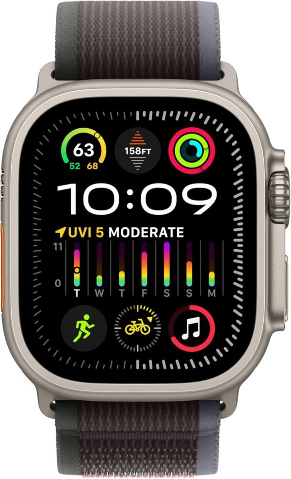 Apple Watch Ultra 2 [GPS + Cellular 49mm] Smartwatch with Rugged Titanium Case & Blue/Black Trail Loop M/L. Fitness Tracker, Precision GPS, Action Button, Extra-Long Battery Life - Image 3