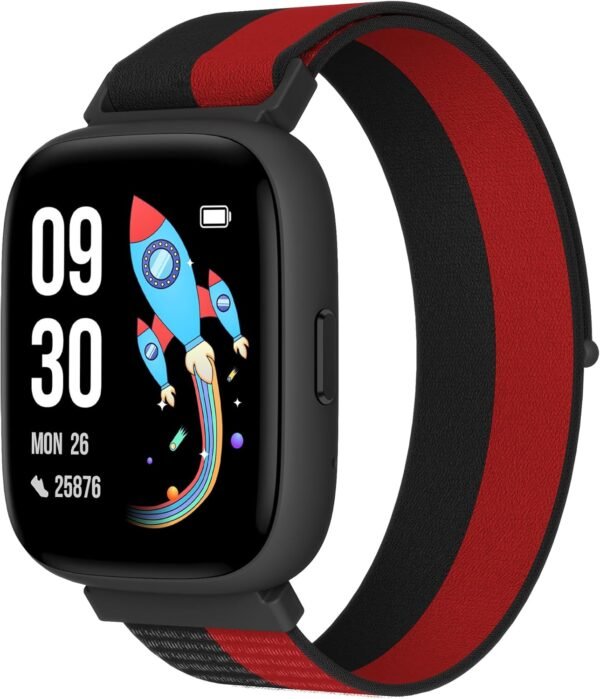 BIGGERFIVE Smart Watch for Kids, 1.8" Fitness Tracker Watch Pedometer, Heart Rate, IP68 Waterproof, Sleep Monitor, Calorie Step Counter, Puzzle Game with/Without APP for Girls Boys Teens 5-16, Nylon - Image 2