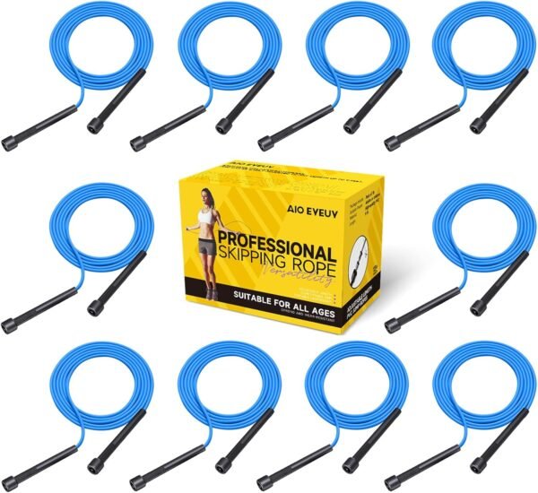 10 Pack Adjustable Jump Rope for Fitness and Exercise-PVC Skipping Rope for Men,Women and Kids-Tangle-Free for Keeping Fit, Training, Workout - Image 2