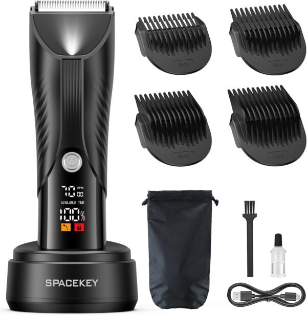 Manscape Trimmer for Men, Electric Body Hair Trimmer, IPX7 Waterproof Ball Trimmer Men with 2 Speeds, LED Light, Wet/Dry Groomer,USB-C Rechargeable with Travel Bag, Men’s Pubic, Groin and Body Shaver - Image 3