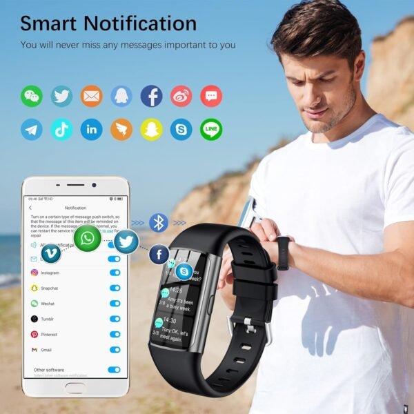 Smart Watch, Health Fitness Tracker Watch with 24/7 Heart Rate,Blood Pressure Monitor,Blood Oxygen,Sleep Tracker,Pedometer, IP68 Waterproof Activity Trackers Compatible with Android & iPhone Women Men - Image 4