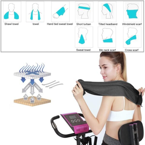 INNOLIFE 6 Pack Cooling Towels Breathable Ice Towel for Sports, Gym, Fitness, Running, Hiking, Yoga - Black - Image 8