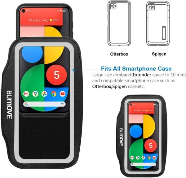 Armband for Google Pixel 9/9 Pro,8a/8, 7a/7, 6a/6, 5a/5, Gym Running Workouts Sports Phone Arm Band,with Card Holder (Black) - Image 7