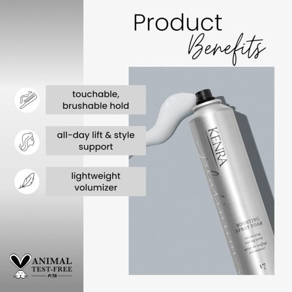 Kenra Platinum Boosting Spray-Foam 17 | Volumizing Styling Spray | Touchable, Brushable Hold | All-Day Lift & Style Support | Lightweight Volumizer | All Hair Types - Image 3
