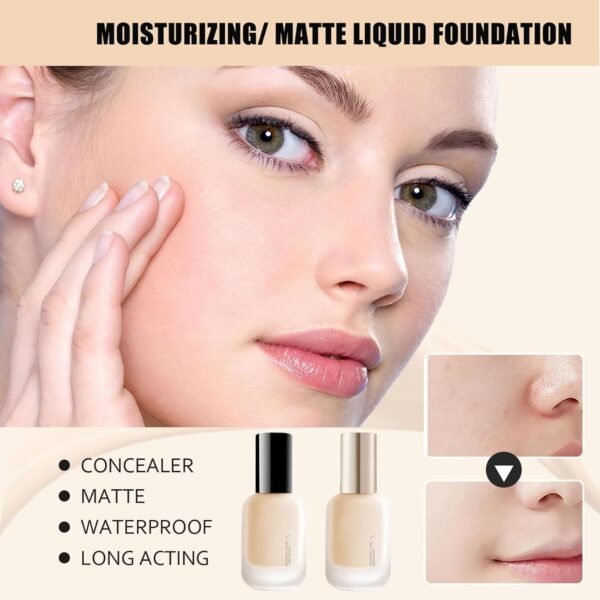 Updo Foundation, Uodo Concealer Foundation, Uodo Liquid Foundation, Updo Moisturizing Light Foundation, Uodo Matte Long Lasting Foundation, Waterproof and Sweatproof (Matte Natural, 30 ml) - Image 7