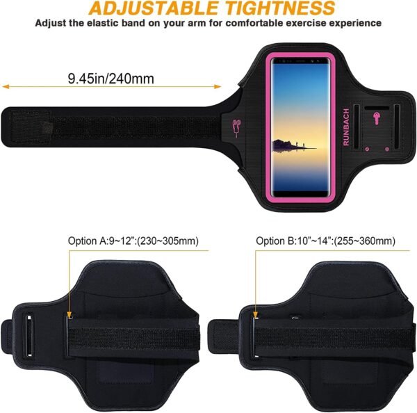 Galaxy Note 20/10+/9/8 Armband,Sweatproof Running Exercise Bag with Fingerprint Touch/Key Holder and Card Slot for Galaxy Note 20/10+/9/8(Pink) - Image 7