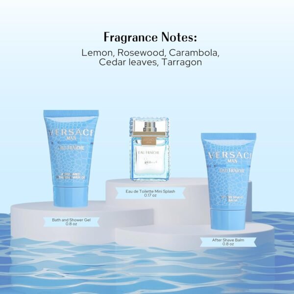 Versace Man Eau Fraiche By Gianni Versace For Men Edt .17 Oz Mini & After Shave Balm .8 Oz Mini & Shower Gel .8 Oz Mini - Image 3