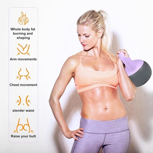 Primasole Soft Kettlebell - Anti-Slip Grip, Neoprene Material, Light Gray or Light Blue, Home Workout Kettlebell Weights for Strength Training - Image 7