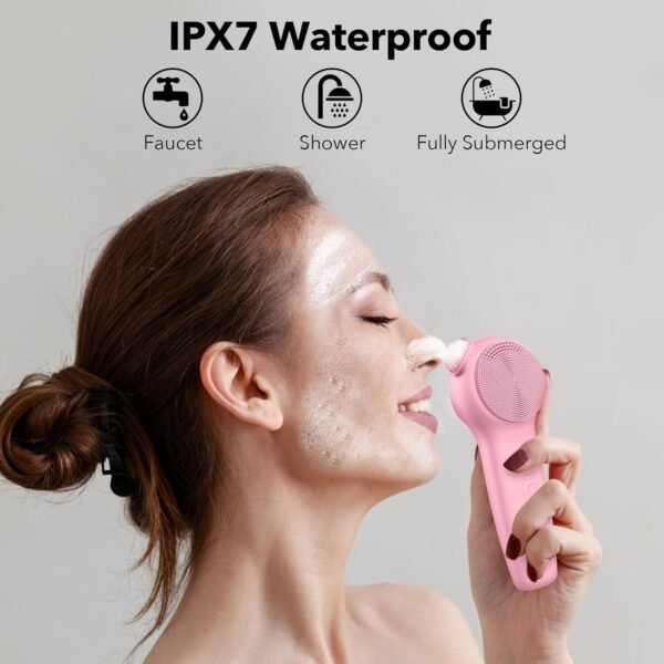 Facial Cleansing Brush Face Scrubber, Alyfini Silicone Electric Deep Cleaning Exfoliating Brush with Nose Scrub Blackhead Remover, Waterproof Rechargeable Thermal Massager Skin Care Routine Men Women - Image 7
