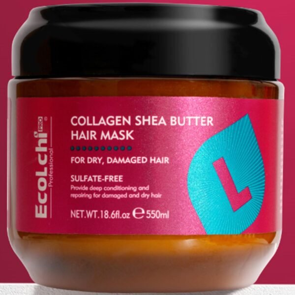 Ecolchi Collagen Hair Mask Deep Repair Conditioning Shea Butter Collagen Hair Treatment for Dry and Damaged Hair All Hair Types 18.6oz 550ml - Image 2