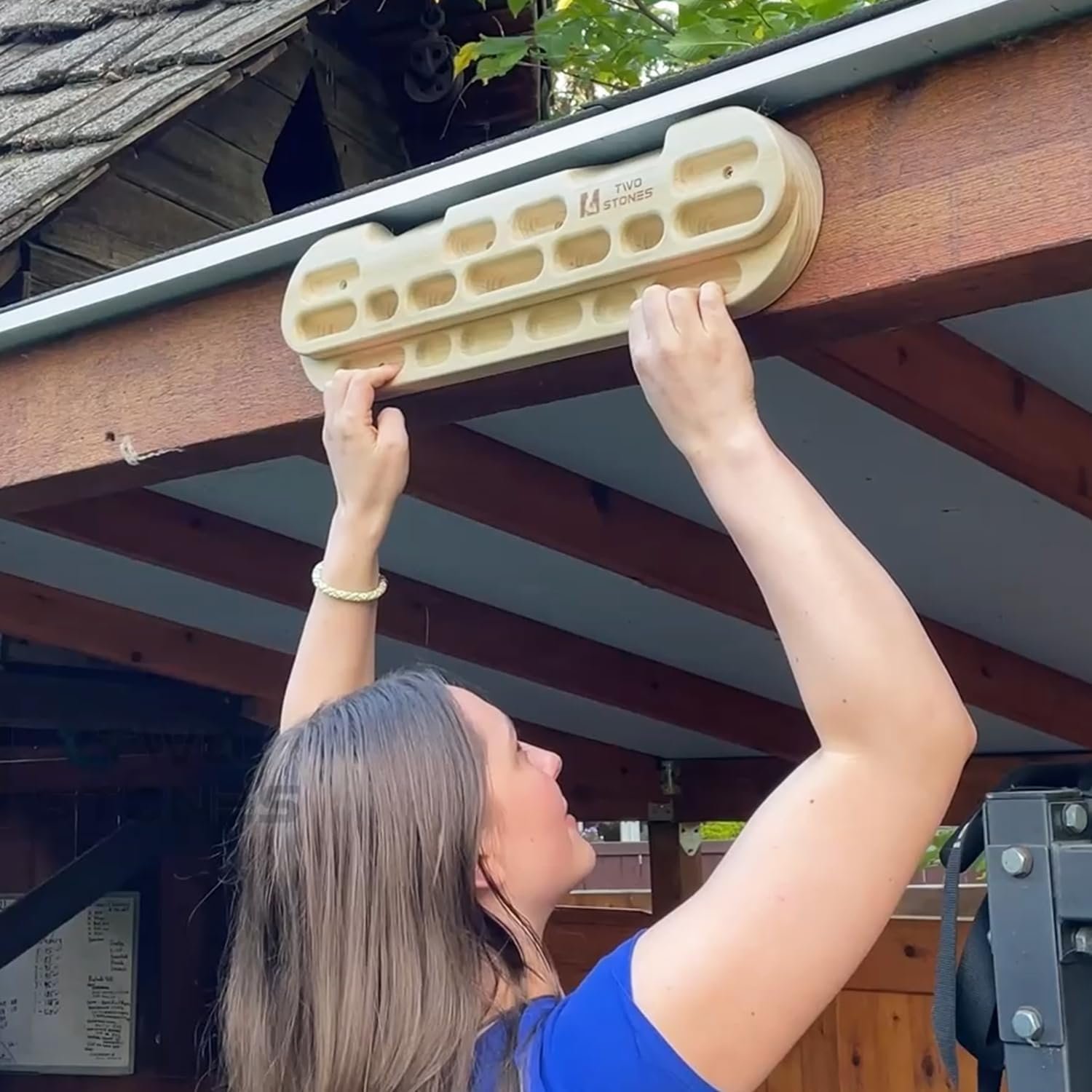 TWO STONES Climbing Hangboard Rock Climbing Training as Climbing Fingerboard with Jugs, Slopes and Edges, Pockets as Door Mounted Training Station Rock Climbing Pull Up Bar - Image 7