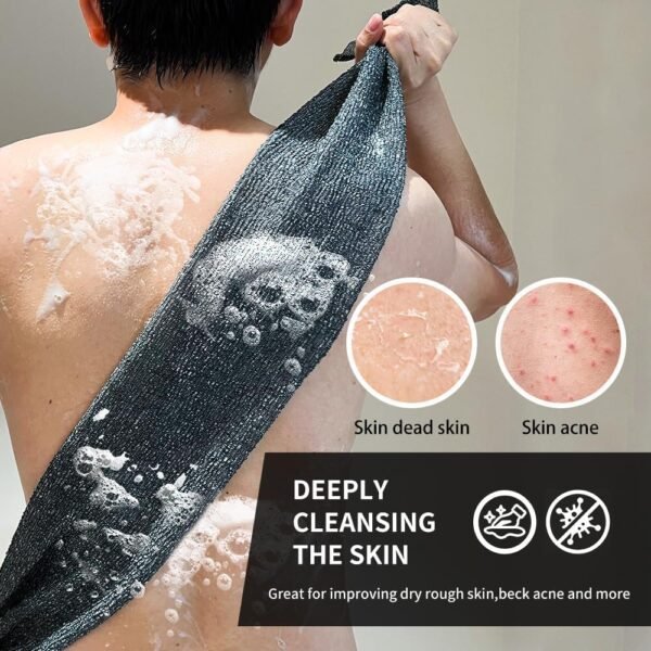 Yiclick Exfoliating African Net Sponge - Exfoliating Body Scrubber Exfoliator, Exfoliating Washcloth Towel, Exfoliate Rags Wash Cloth Loofah Sponge for Body Scrub, Back Scrubber (Black) - Image 6