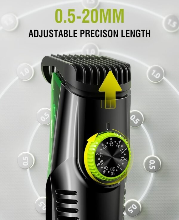 Vacuum Beard Trimmer for Men, Rechargeable Mustache Trimmer with Adjustable Length Comb (1-20MM), IPX6 Waterproof Built-in Electric Beard Trimmer for Beard, Mustache and Stubble - Image 7