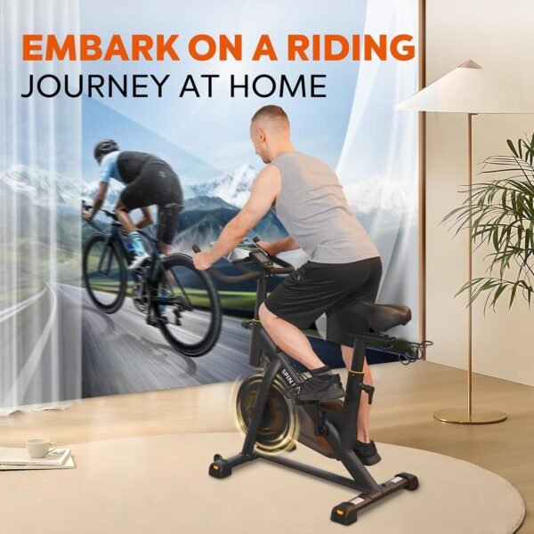 YAMO Exercise Bike, Indoor Cycling Bike Brake Pad/Magnetic Stationary Bike for Home, Adjustable Resistance Silent Belt Drive, Cycle Bike with Comfortable Seat Cushion & Upgraded LCD Monitor - Image 10