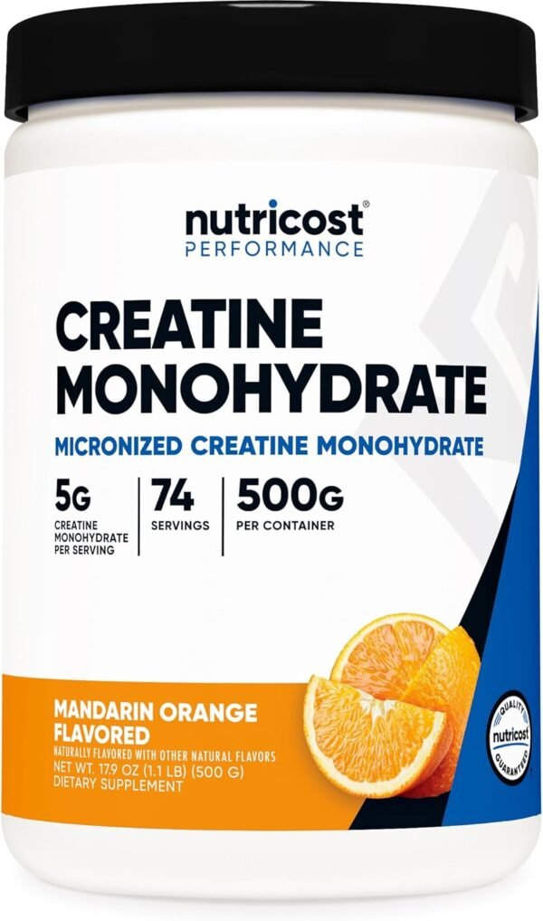 Nutricost Creatine Monohydrate Powder (Mandarin Orange, 500 Gram) - Micronized Creatine Supplement - Vegan, Non-GMO, Gluten Free - Image 2