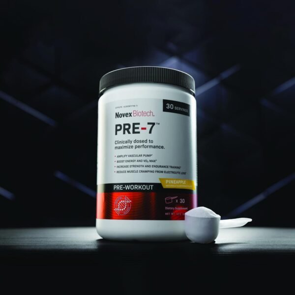 Novex Biotech PRE-7 Pre-Workout Pineapple Flavor – Super Preworkout Supplement – 300 MG Caffeine – Replenish Electrolytes – Amplify Vascular Pump* - 30 Servings - Image 8