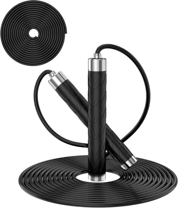 Jump Rope for Fitness, AUMCDIK Speed Skipping Rope for Women Men, Adjustable Jumping Rope with Alloy & Silicone Handle for Workout Boxing Aerobic Exercise - Image 2