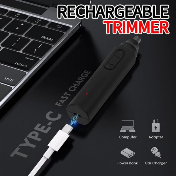 Nose & Eyebrow Hair Trimmer for Women Men,Painless Rechargeable Ear & Nose Hair Trimmer Clipper,Portable Facial Hair Removal and Eyebrow Razor (Black) - Image 6
