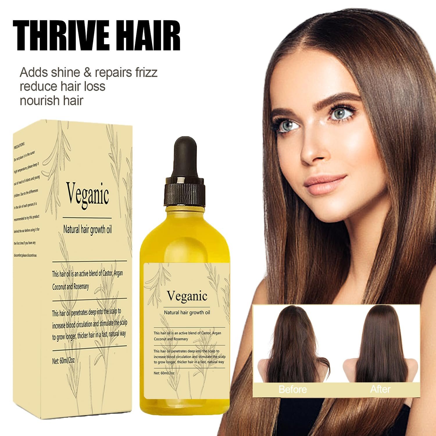 Veganic Natural Hair Growth Oil, 2 PCS Veganic hair growth oil Rosemary Oil for Hair Growth Organic,Vegan Hair Oil for Dry Damaged Hair and Growth - Image 8