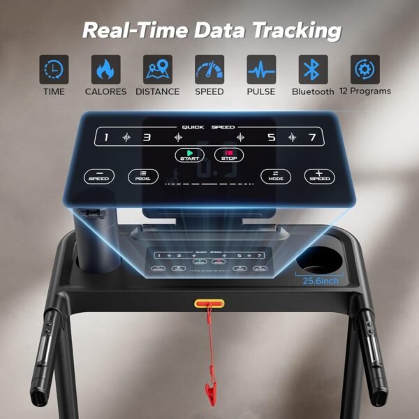 MERACH Foldable Treadmill with Incline, 7.5MPH Quiet Treadmills for Home with Double Deck Technology, 4 Silicone Shock Cushion, Heart Rate Monitoring,16.5" Wider Belt, APP - Image 6