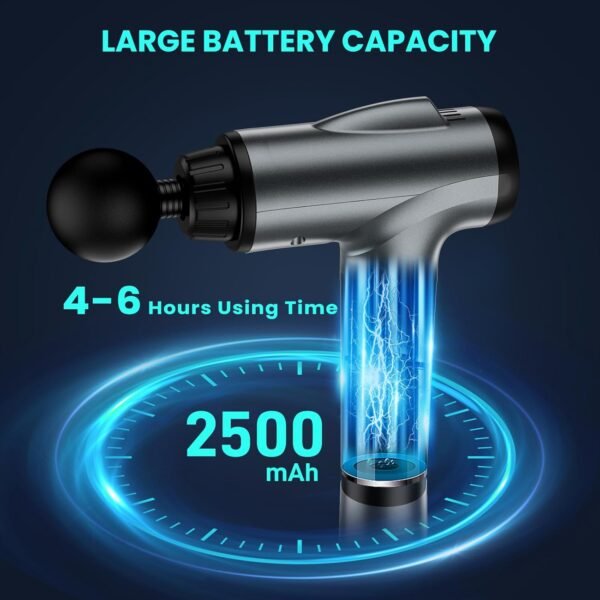 JQX Massage Gun Deep Tissue, High Percussion Back Neck Massager for Athletes, Handheld Muscle Massager Gun with 30 Speed Levels 9 Replacable Heads, Gift for Men & Women (Grey) - Image 7